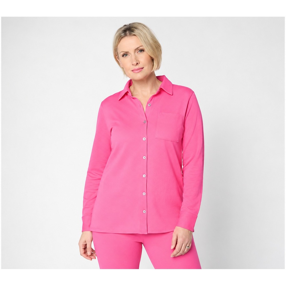 Belle by Kim Gravel Regular Packabelle Big Shirt with Pocket Island Pink Size 1X
